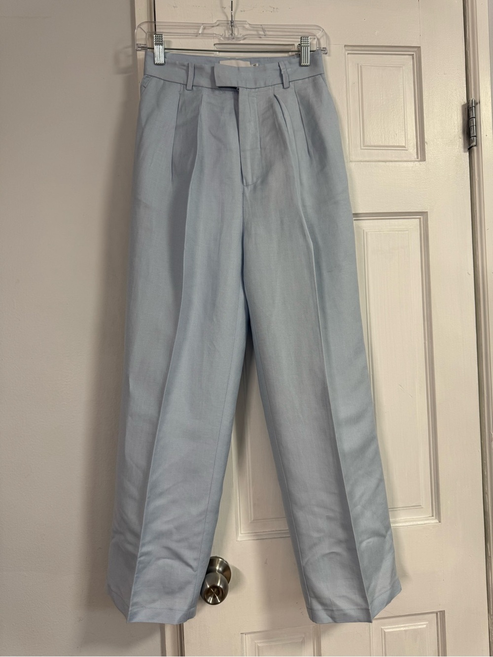 Significant Other Powder Blue High Rise Pleated Wide Leg Pants US 2 AU 6